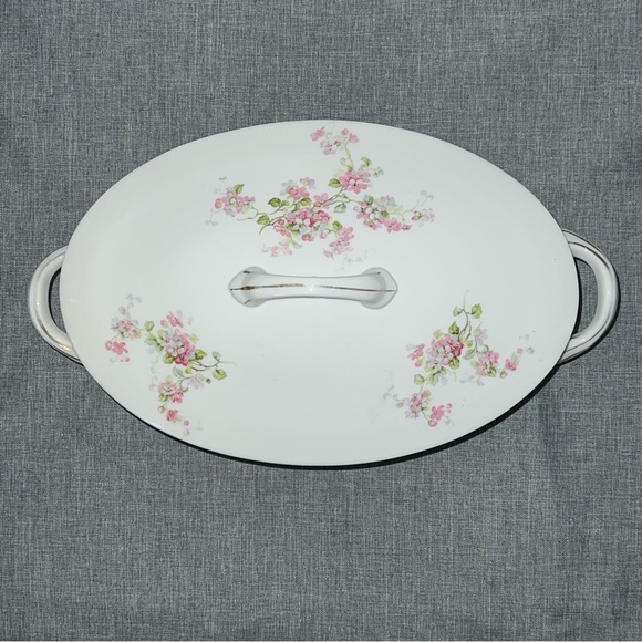 Victoria Austria Vintage Oval Pink Flowers Serving Bowl - Picture 2 of 9